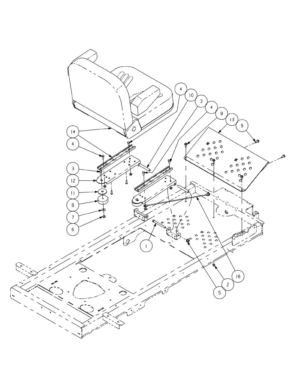 Seat Assembly Diagram and Parts List for ENFORCER44 53BI3AGF050-19HP Cub Cadet Lawn Tractor